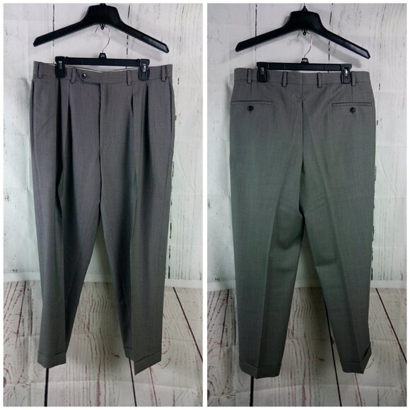 Samuelsohn Pinstripes KC Super 120s Custom Made 42R 2 Btn Gray Birdseye 2pc Suit - Picture 7 of 8